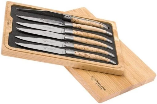 Laguiole En Aubrac 6-piece Steak Knife Set, Birch Wood, 62C99BHIH
