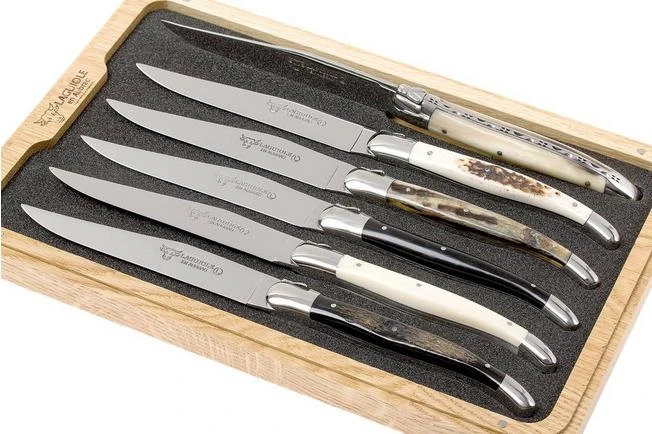 Laguiole En Aubrac Steak Knife Set 6-piece Mixed Horn, 62C99CKI 2 Laguiole En Aubrac Steak Knife Set 6-piece Mixed Horn, 62C99CKI - Image 2