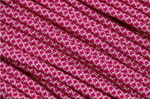 Knivesandtools 550 Paracord Type III, Colour: Cream With Fuchsia Diamonds - 50 Ft (15.24 Meters)