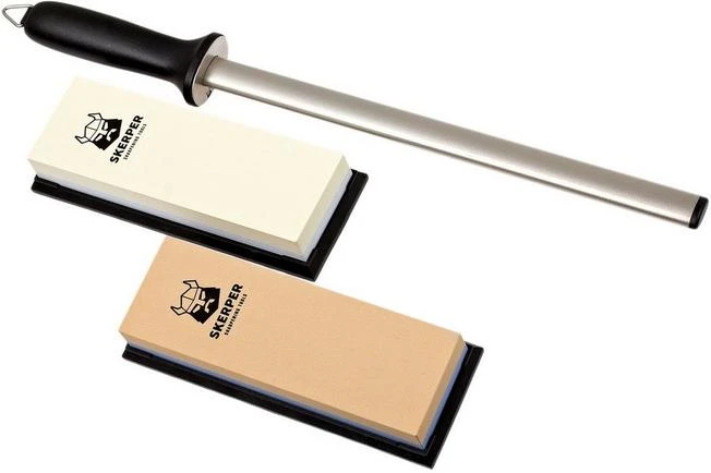 Skerper Basic Sharpening Set 180/600/1000/3000 With Diamond Sharpening Steel, SH006 1 Skerper Basic Sharpening Set 180/600/1000/3000 With Diamond Sharpening Steel, SH006