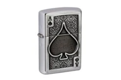 Zippo Ace Of Spades Emblem 49637-000002, Brushed Chrome, Lighter