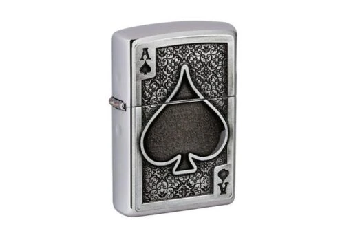 Zippo Ace Of Spades Emblem 49637-000002, Brushed Chrome, Lighter